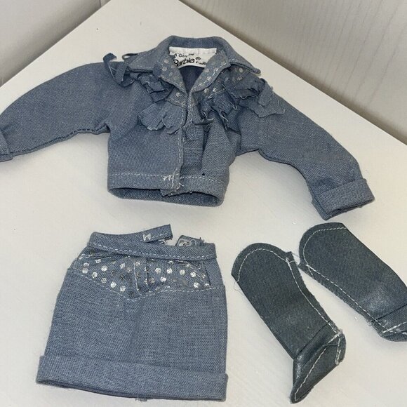Vintage Barbie THE JEANS LOOK Fashions #4329 Skirt Jacket Boots (1987) Mattel - Picture 1 of 8